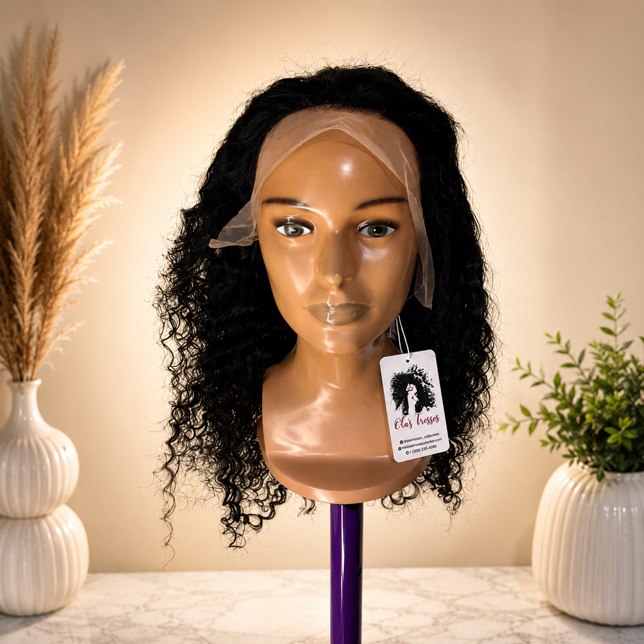 16” Curly Natural Black Raw/Hd