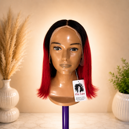 Red Ombre Straight Bob