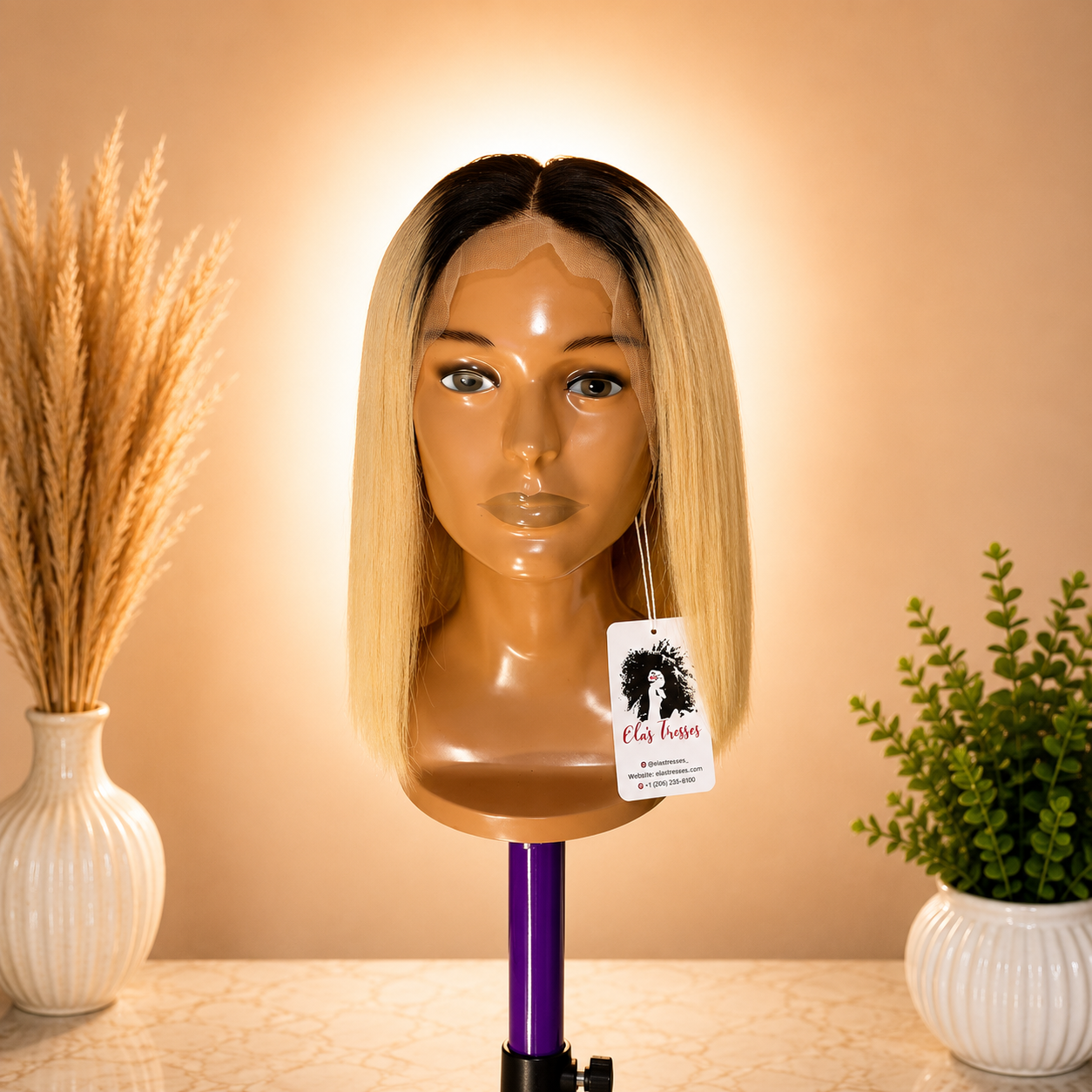 12” Bob Honey Blonde/ Natural Black Raw /HD Lace