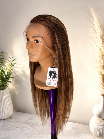 28”Highlight Straight Copper/ Auburn Brown Raw HD Lace