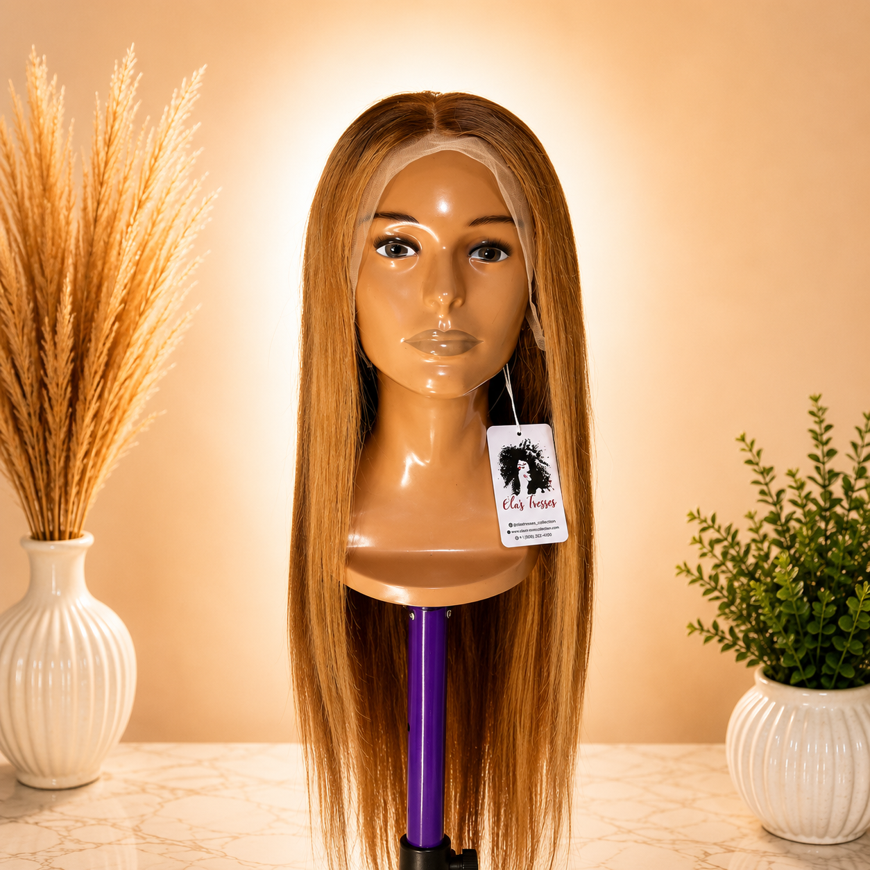 28”Highlight Straight Copper/ Auburn Brown Raw HD Lace
