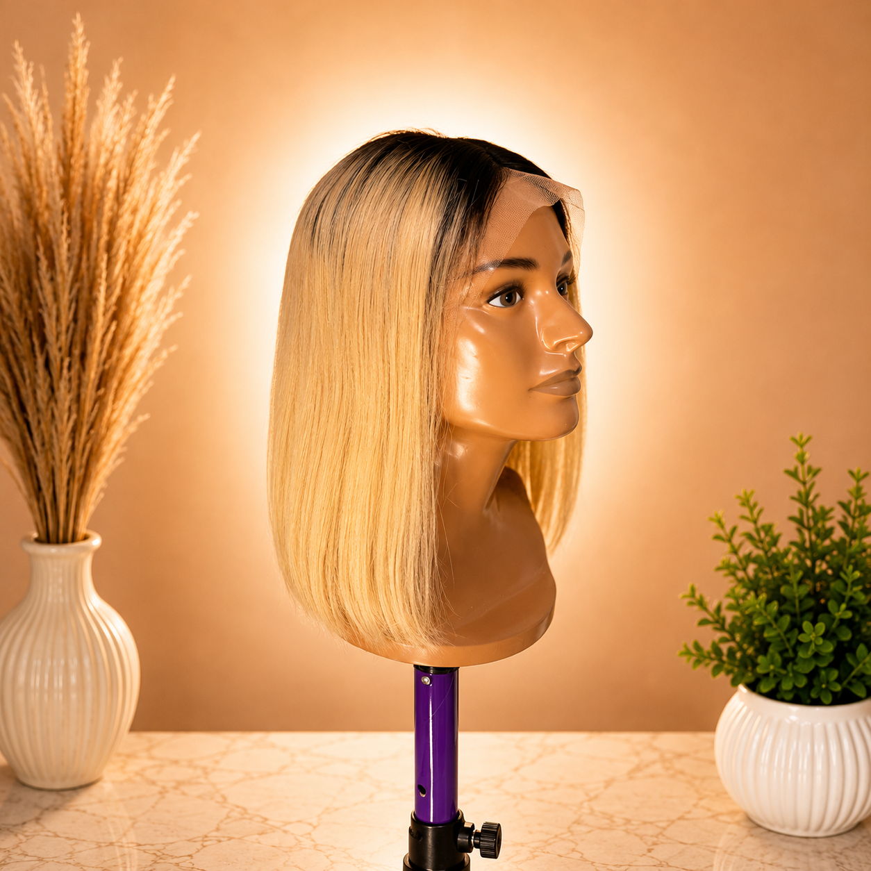 12” Bob Honey Blonde/ Natural Black Raw /HD Lace