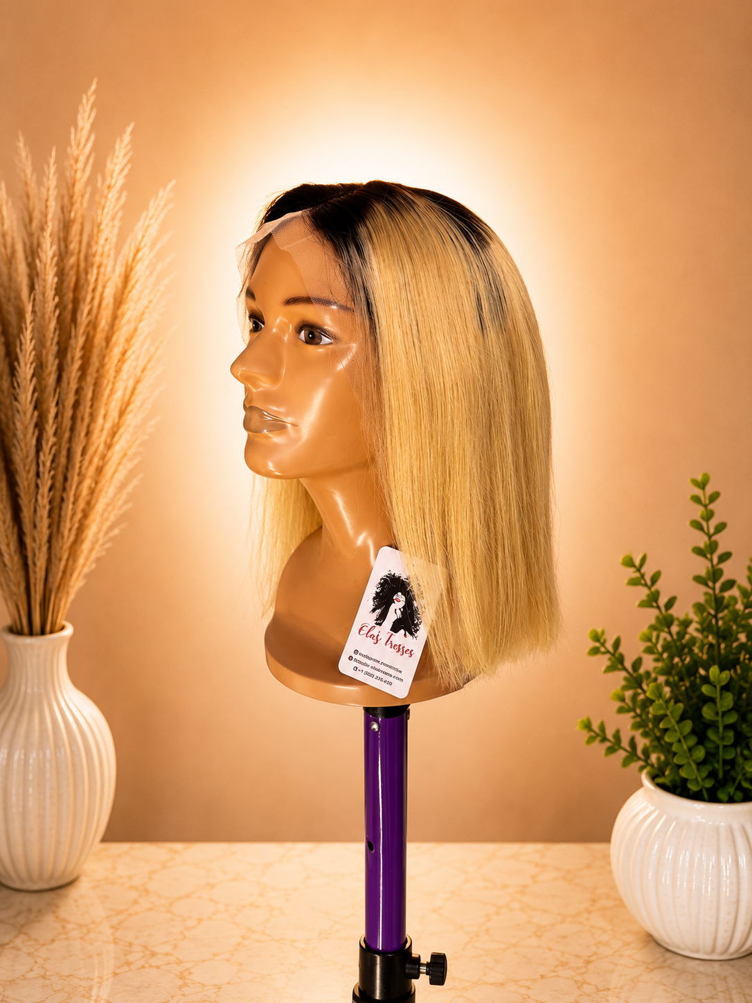12” Bob Honey Blonde/ Natural Black Raw /HD Lace
